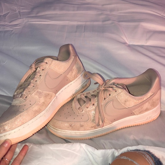 Nike Shoes - tan sprakly air forces (only worn once)